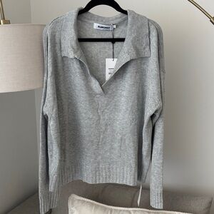 Rumored Light Gray V-Neck Sweater for Women